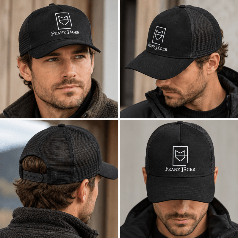 Franz Jäger Base Cap Mesh Black Stitch